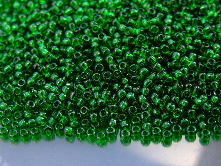 10g TOHO 8/0 Round Japanese Beads 3mm 7B Transparent Grass Green Beadacious