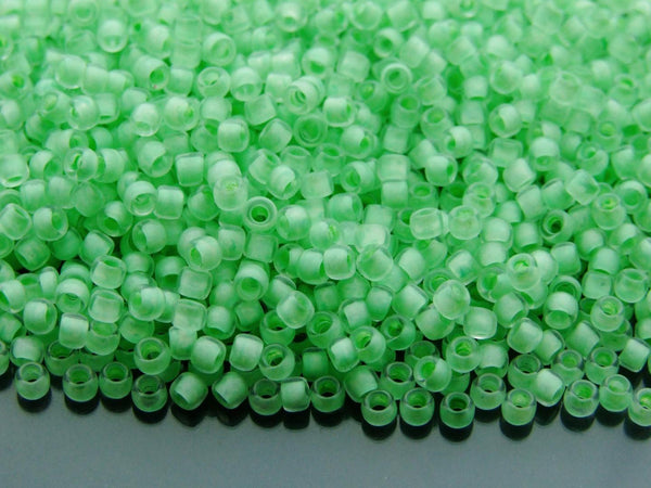 10g TOHO 8/0 Round Japanese Beads 3mm 975 Inside Color Crystal/Neon Sea Foam Lined Beadacious