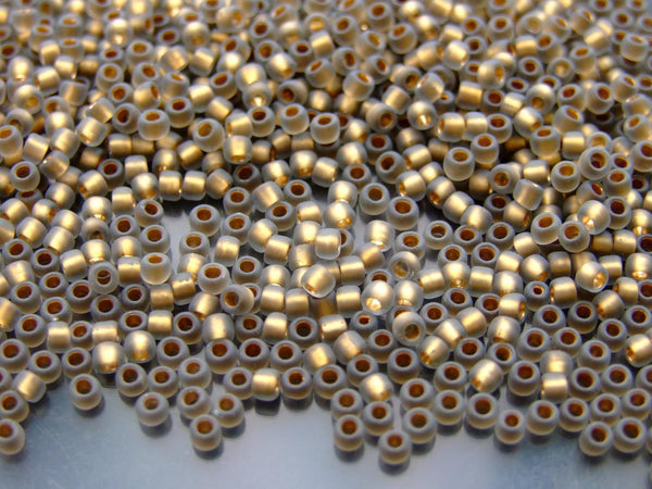 10g TOHO 8/0 Round Japanese Beads 3mm 999F Gold Lined Frosted Black Diamond Beadacious