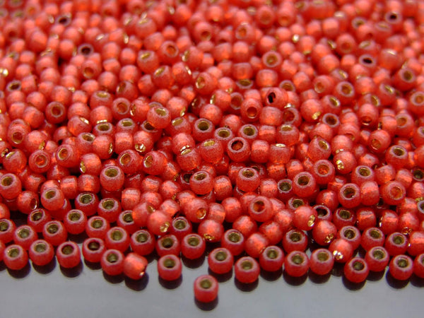 10g TOHO 8/0 Round Japanese Beads 3mm PF2113 PermaFinish Silver Lined Milky Pomegranate Beadacious