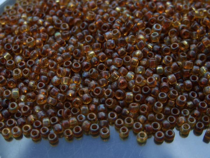 10g TOHO 8/0 Round Japanese Beads 3mm Y301F HYBRID Frosted Natural Picasso Beadacious