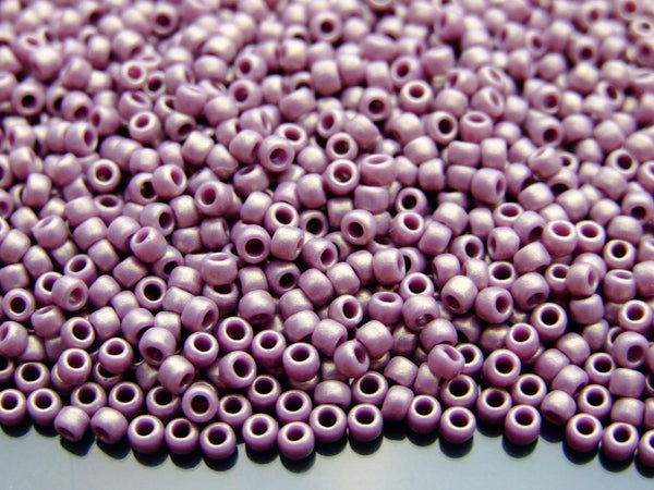 10g TOHO 8/0 Round Japanese Beads 3mm Y626 HYBRID Sueded Gold Opaque Lavender Beadacious