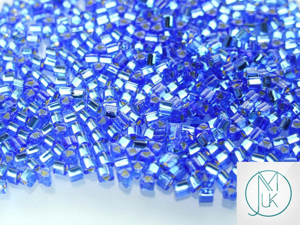 10g TOHO 8/0 Triangle Japanese Seed Beads 3mm 35 Silver Lined Sapphire Beadacious