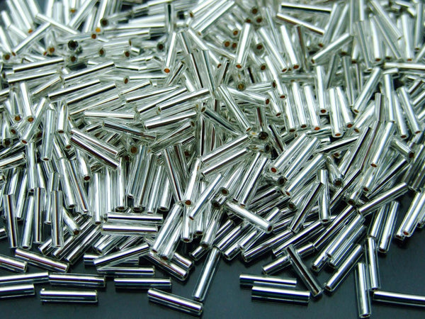 10g TOHO 9mm Bugle Japanese Seed Beads 21 Silver Lined Crystal Beadacious