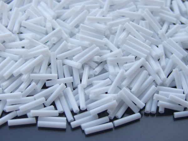 10g TOHO 9mm Bugle Japanese Seed Beads 41 Opaque White Beadacious