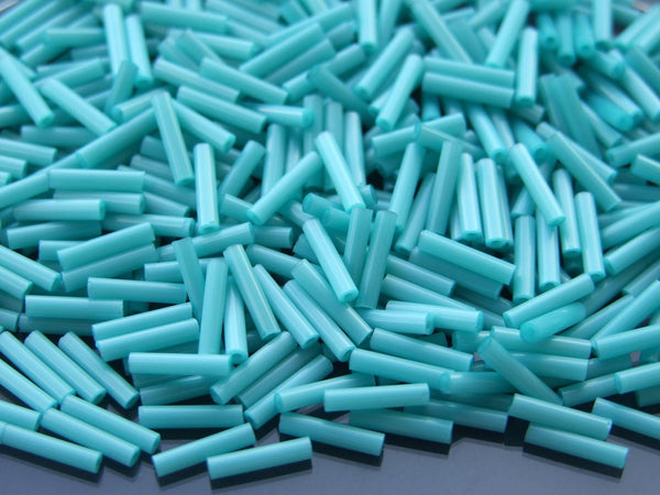 10g TOHO 9mm Bugle Japanese Seed Beads 55 Opaque Turquoise Beadacious