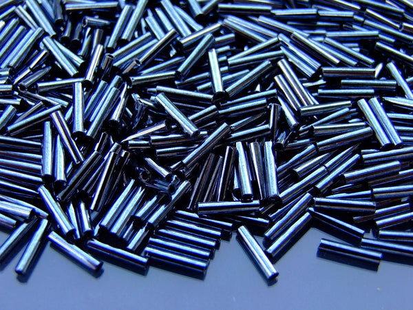 10g TOHO 9mm Bugle Japanese Seed Beads 81 Metallic Hematite Beadacious