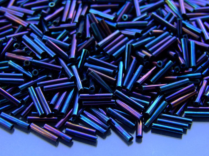 10g TOHO 9mm Bugle Japanese Seed Beads 82 Metallic Nebula Beadacious