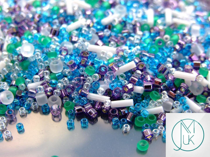 10g TOHO Mix Japanese Seed Beads Fuji (White Green Blue Purple) Beadacious