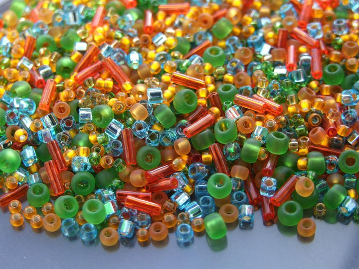 10g TOHO Mix Japanese Seed Beads Haiku (Orange Green Blue) Beadacious