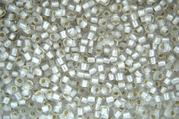 10g TOHO 8/0 Round Japanese Seed Beads 3mm 21F Silver Lined Frosted Crystal