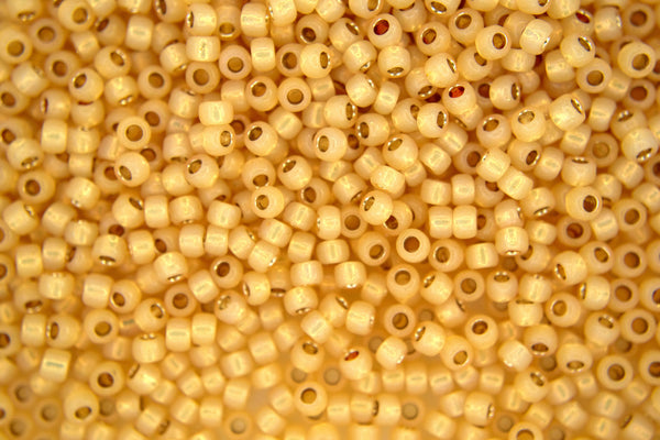 10g TOHO 8/0 Round Japanese Seed Beads 3mm PF2110 PermaFinish Silver Lined Milky Light Topaz