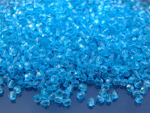 120+ Fire Polished 3mm Czech Seed Beads Aquamarine Beadacious