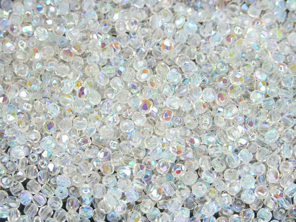 120+ Fire Polished 3mm Czech Seed Beads Crystal AB Beadacious