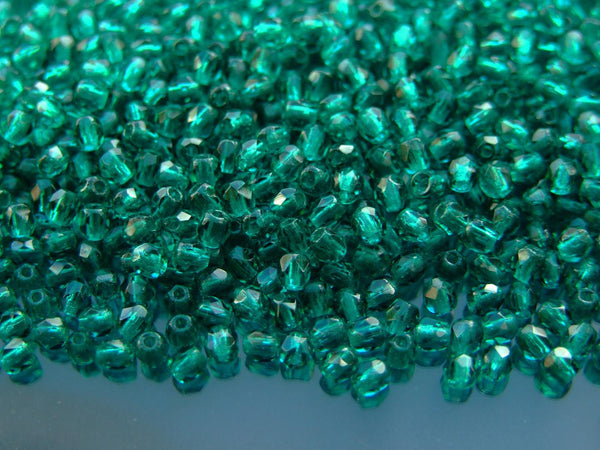 120+ Fire Polished 3mm Czech Seed Beads Dark Emerald Beadacious