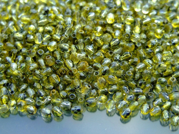 120+ Fire Polished 3mm Czech Seed Beads Dual Coated Blueberry Lemon Beadacious