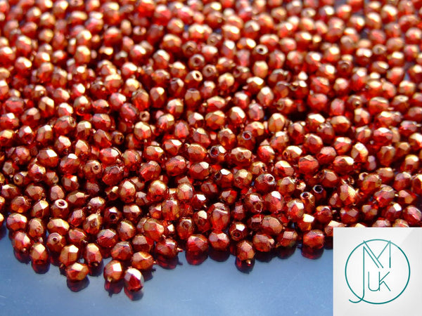 120+ Fire Polished 3mm Czech Seed Beads Halo Cardinal Beadacious