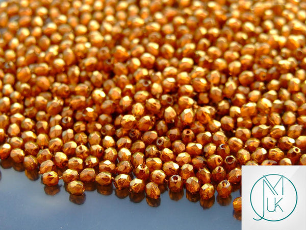 120+ Fire Polished 3mm Czech Seed Beads Halo Sandalwood Beadacious