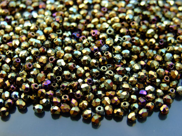 120+ Fire Polished 3mm Czech Seed Beads Iris Brown Beadacious