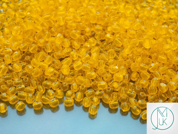 120+ Fire Polished 3mm Czech Seed Beads Jonquil Beadacious