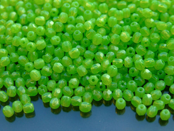 120+ Fire Polished 3mm Czech Seed Beads Milky Dark Peridot Beadacious