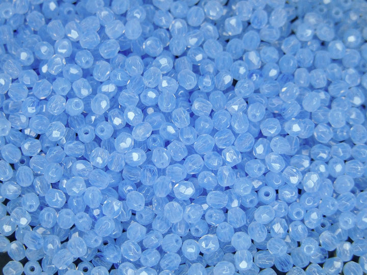 120+ Fire Polished 3mm Czech Seed Beads Milky Sapphire Beadacious