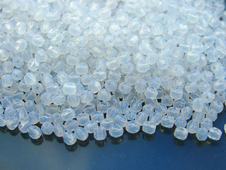 120+ Fire Polished 3mm Czech Seed Beads Milky White Beadacious