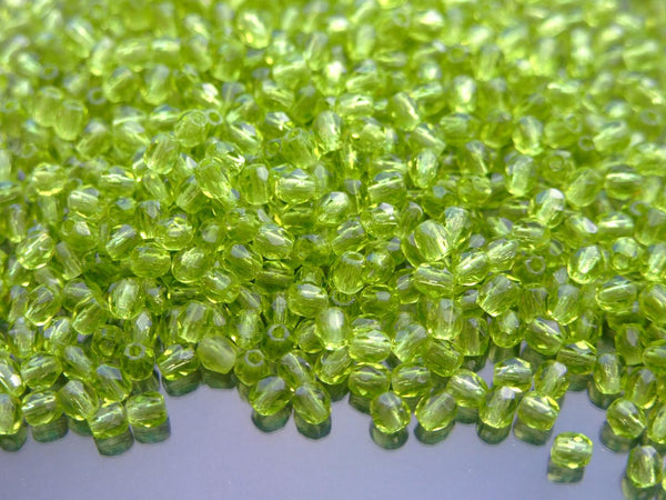 120+ Fire Polished 3mm Czech Seed Beads Olivine Beadacious