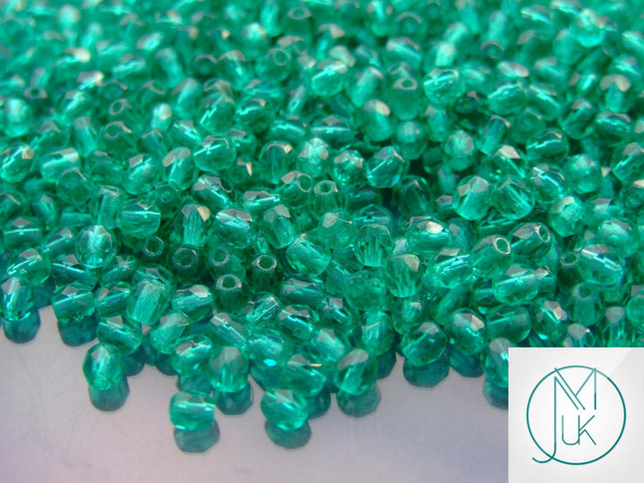 120+ Fire Polished 4mm Czech Seed Beads Emerald Beadacious