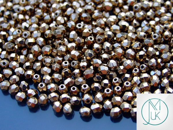 120+ Fire Polished 4mm Czech Seed Beads Gold Bronze Beadacious