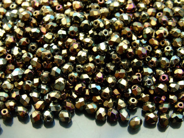 120+ Fire Polished 4mm Czech Seed Beads Iris Brown Beadacious