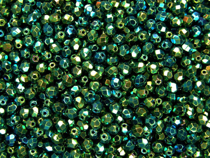 120+ Fire Polished 4mm Czech Seed Beads Iris Green Beadacious