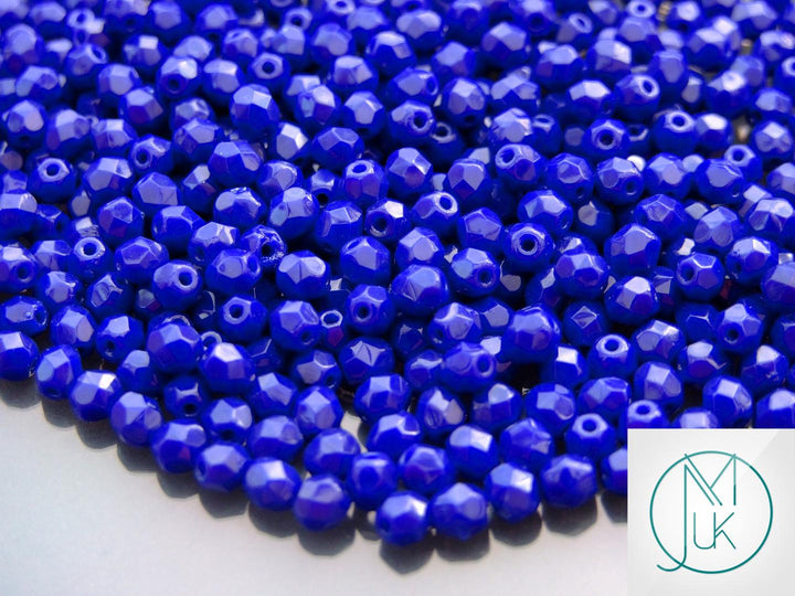 120+ Fire Polished 4mm Czech Seed Beads Navy Blue Beadacious