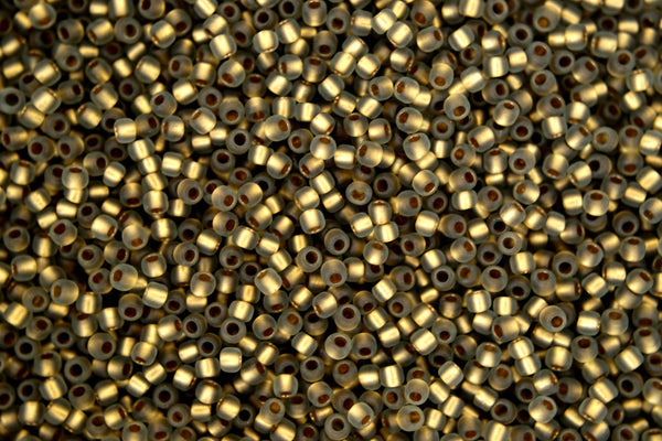 10g TOHO 11/0 Round Japanese Seed Beads 2mm 999F Gold Lined Frosted Black Diamond