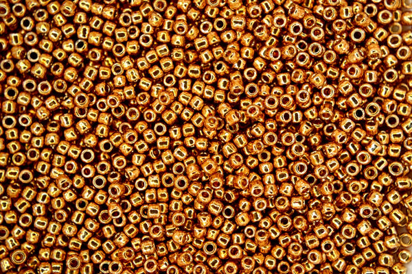 10g TOHO 11/0 Round Japanese Seed Beads 2mm PF591 Permafinish Galvanized Old Gold