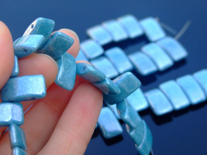 15x Carrier Czech Beads 9x17mm Blue Luster Beadacious