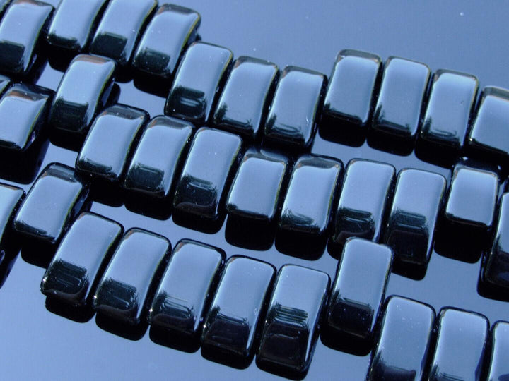 15x Carrier Czech Beads 9x17mm Jet Beadacious