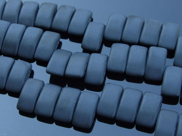 15x Carrier Czech Beads 9x17mm Jet Matte Beadacious