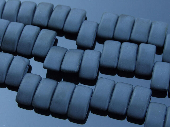 15x Carrier Czech Beads 9x17mm Jet Matte Beadacious