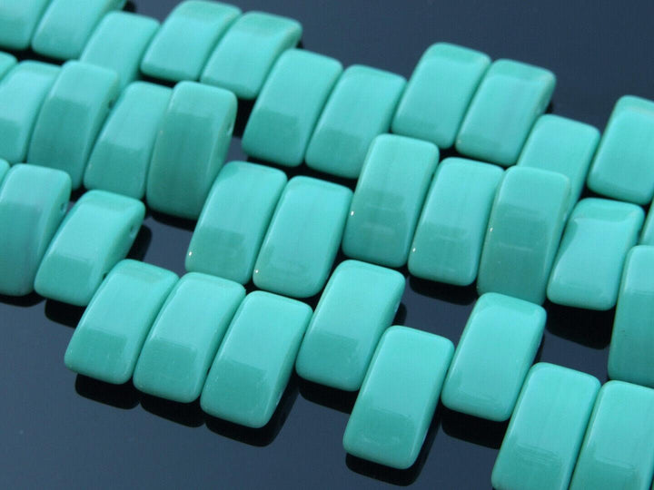 15x Carrier Czech Beads 9x17mm Turquoise Green Beadacious