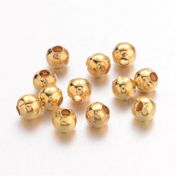 200x Iron 5mm Round Spacer Beads Gold Beadacious