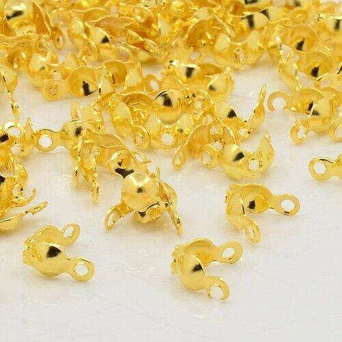200x Iron Gold Plated Clamshell Calottes Bead Open 2 Rings Beadacious