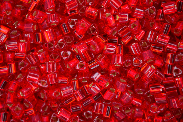 10g TOHO 8/0 Triangle Japanese Seed Beads 3mm 25C Silver Lined Ruby