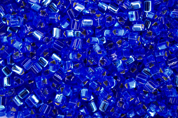 10g TOHO 8/0 Triangle Japanese Seed Beads 3mm 35 Silver Lined Sapphire