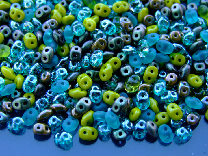 20g Matubo SuperDuo Czech Beads 2.5x5mm Green Moss Mix Beadacious