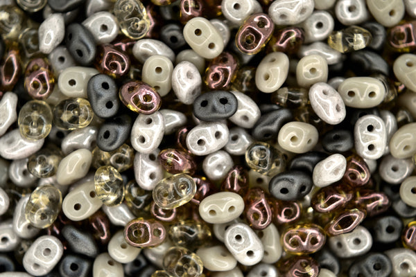 20g Matubo SuperDuo Czech Beads 2.5x5mm Grey Smoky Mix Beadacious