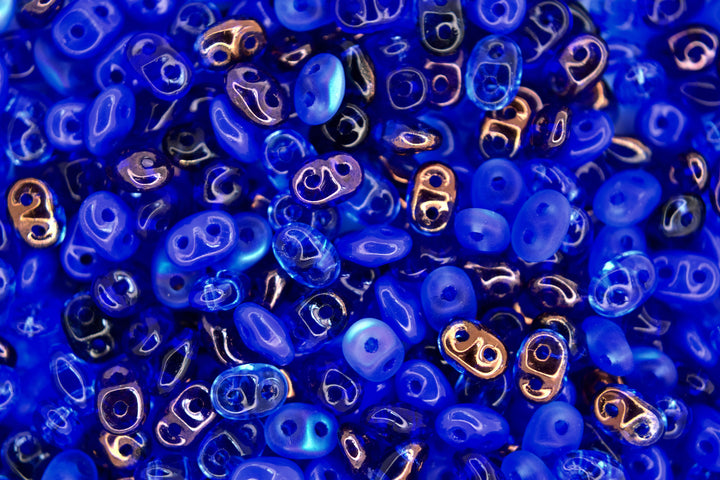 20g Matubo SuperDuo Czech Beads 2.5x5mm Royal Cobalt Blue Mix Beadacious