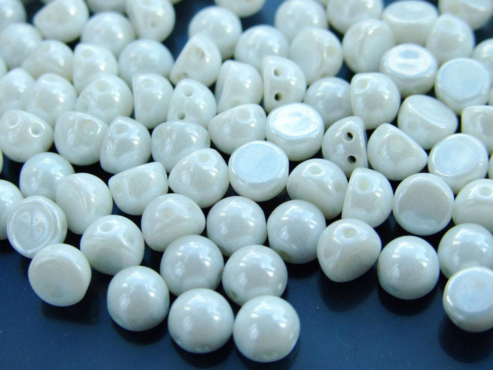 20x CzechMates Cabochon Czech Beads 7mm Luster Opaque White Beadacious