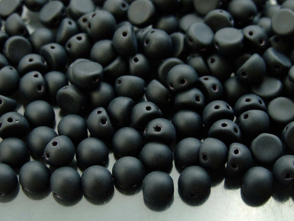 20x CzechMates Cabochon Czech Beads 7mm Matte Jet Beadacious