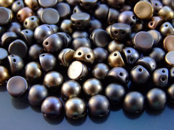 20x CzechMates Cabochon Czech Beads 7mm Matte Metallic Leather Beadacious